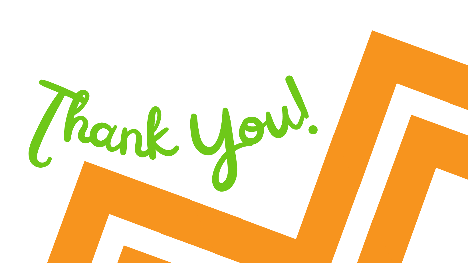 image of of two orange zig zags. above reads "Thank You!" in a green curly font.