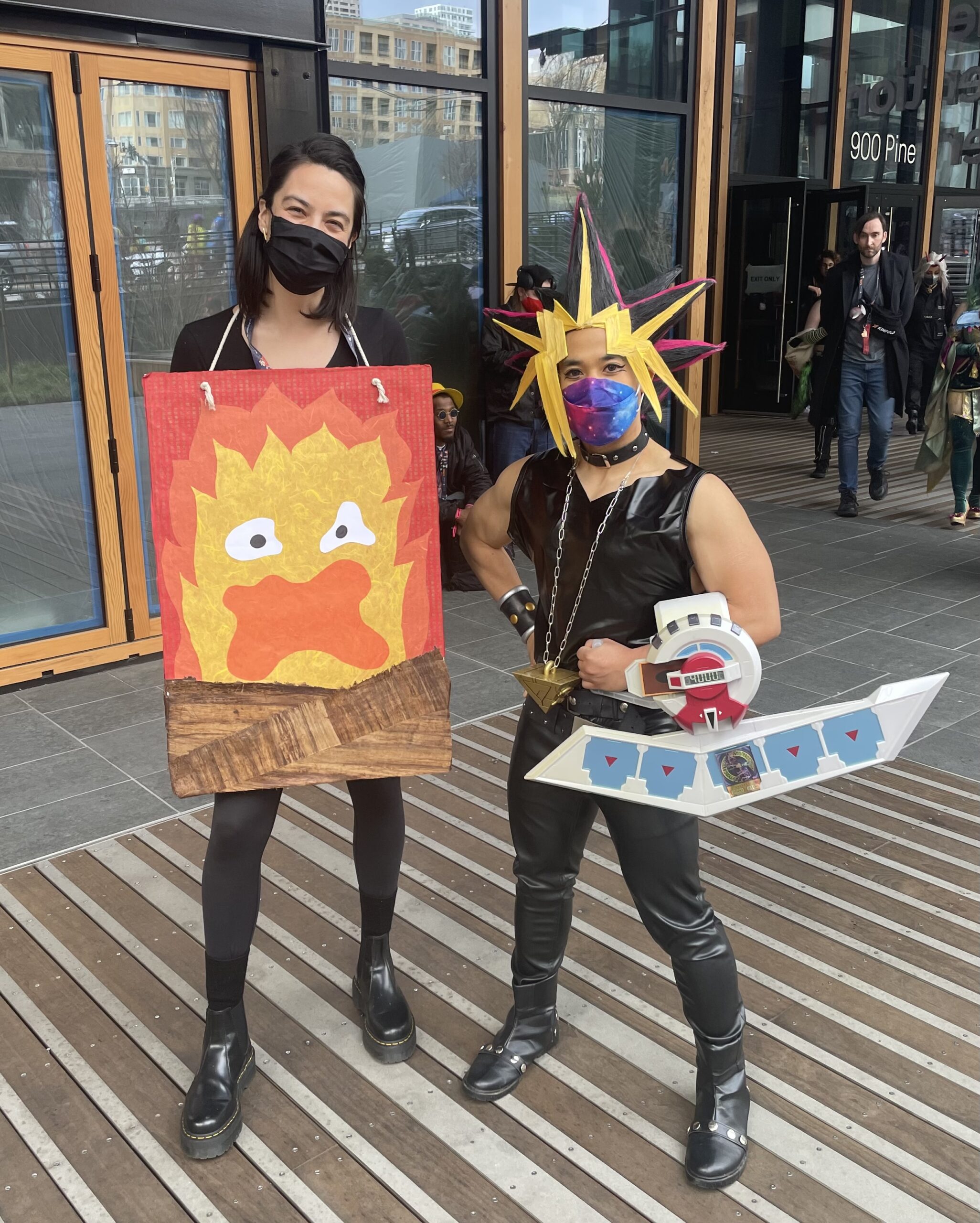 image is of Arista and a friend dressed up at Sakura Con